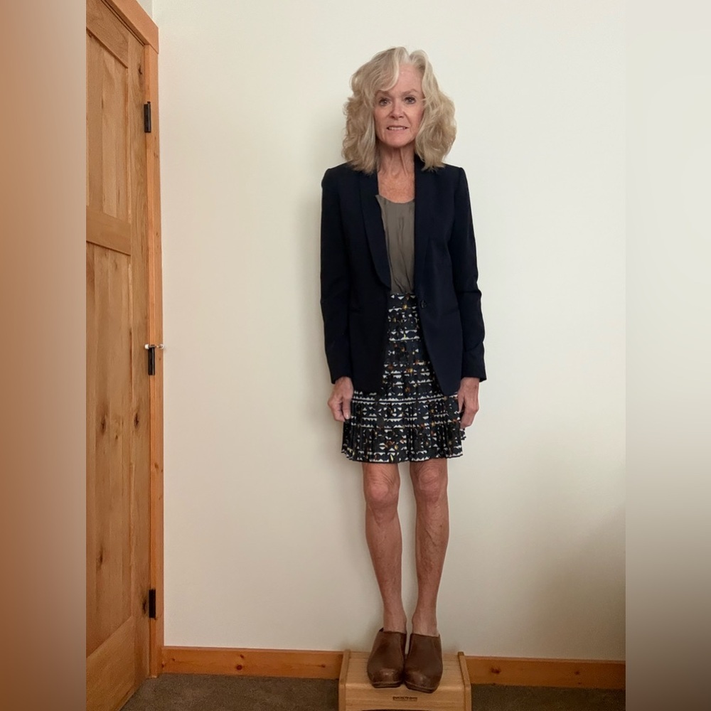 J. Crew Navy Blazer with Multicolor Skirt